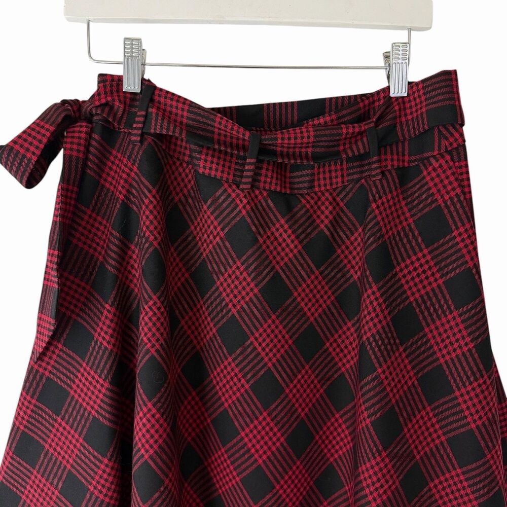 NWT Talbots Red & Black Plaid Wool Blend A-Line Skirt - Size 8 Preppy Holiday - Picture 6 of 12
